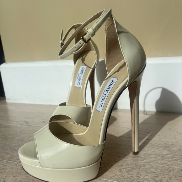 JIMMY CHOOSE CREAM MAX 150 PLATFORM HEELS SIZE 40 (US 9.5) - Picture 3 of 16